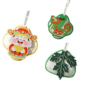 野草コレクション 普陀山スタイル 中国美的 3D 香り付きビーズ 車/ワードローブ キンモクセイ サシェ 両面刺繍 健康と祝福/四方八方からの富/順風満帆 (3個)