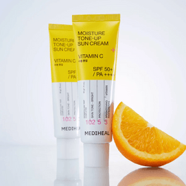 韩国MEDIHEAL美迪惠尔 维生素C水润提亮防晒霜 物理防晒妆前乳 全身可用 SPF50+/PA++++ 50ml 美白焕亮 不堵毛孔不油腻 敏感肌适用