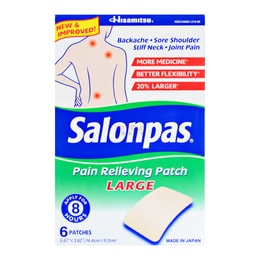 Salonpas Pain Relieving Patch, Apply for 8 Hours, Large, 20ct, 5.67''x3.62''