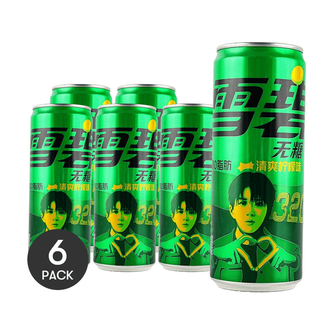 大陸版可口可樂 雪碧 無糖汽水 清爽檸檬味 聽裝 330ml *6【6份超值裝】【0糖0卡0脂】【檀健次同款】