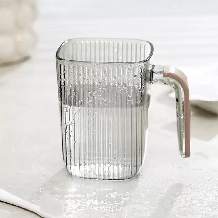 BDO 透明方型漱口杯 牙刷杯儿漱杯牙具杯牙缸 透明黑带把手 7.5×10cm 4