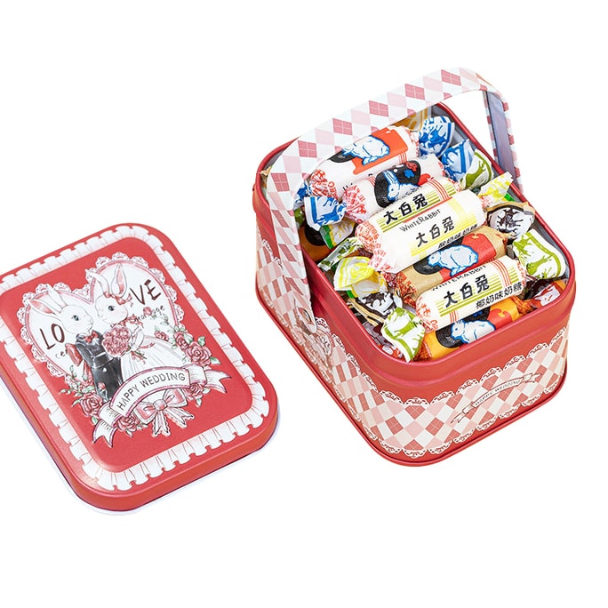   大白兔 【超精美禮盒】邦尼兔愛心禮盒浮雕款混合口味 118g 喜糖果小零食聖誕節過年糖果朋友閨蜜生日禮物【滿滿童年味道,節日最佳伴手禮】