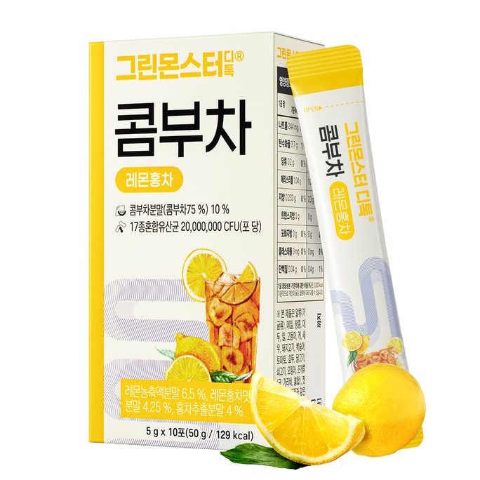 한국 [그린 몬스터] 디톡스 콤부차 레몬 홍차 - 10봉 * 0.17온스