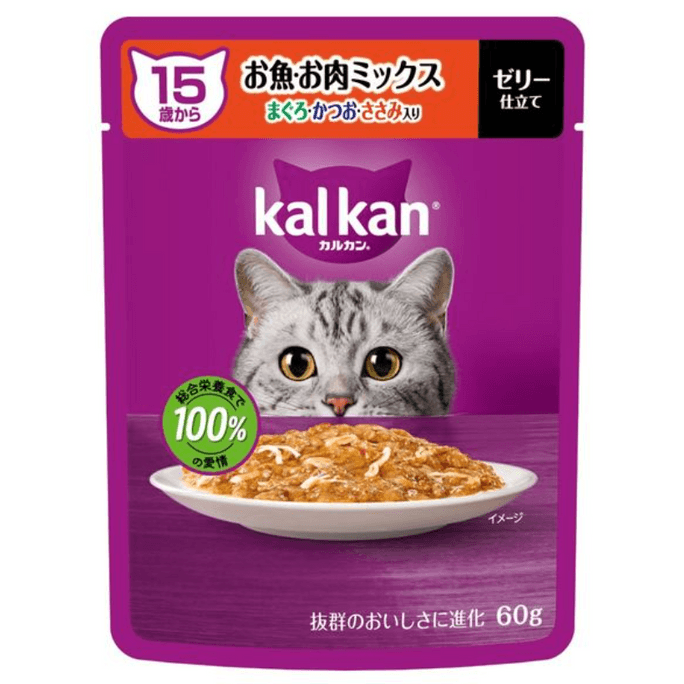 【日本直邮】 日本 卡康 健康小猫综合营养食15岁以上用 鸡肉鱼肉混合 60g