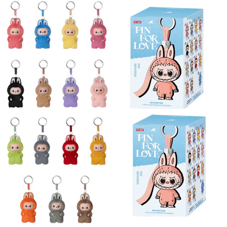 Mini Labubu 4.0 Vinyl Plush Keychain Case (A-Z) - Random Style
