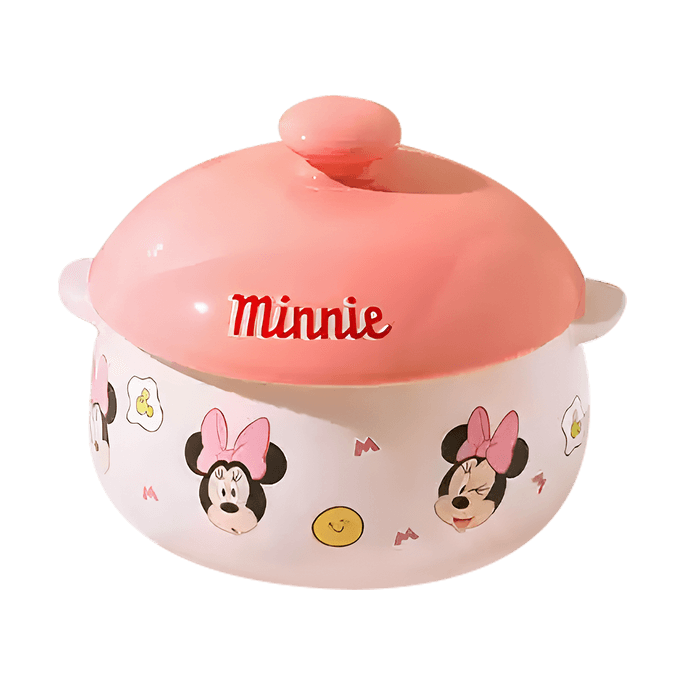 Disney Minnie Series Double-handled Steamed Bowl Ceramic Stew Pot 10.14 fl oz