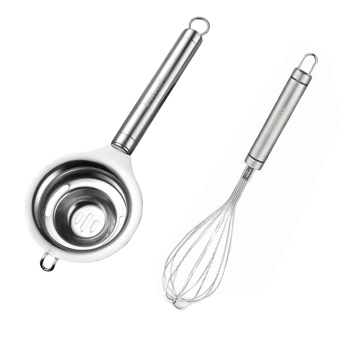 Egg Beater*1 And Separator*1 Set (2pc/Pack) 304 Stainless Steel Kitchen Hand For Food Mixing FBMQC