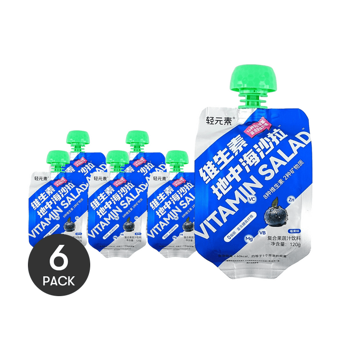 轻元素 维生素地中海沙拉果蔬汁 莓果味 120g*6【6包装】【低卡0脂代餐】【山姆同款】【超模食谱】