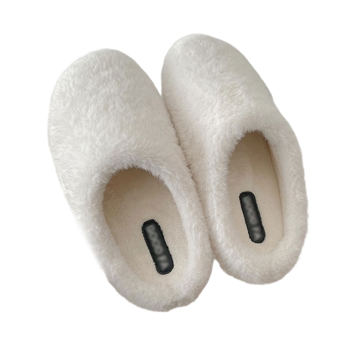 【Expédition directe depuis la Chine】 HSPM Chaussures style Birkenstock imitation vison, nouvelles chaussures d'intérieur et d'extérieur automne/hiver 2025, chaudes, chaussures d'intérieur et d'extérieur, pantoufles en peluche couleur unie style coréen pour femme, blanc laiteux 39-40