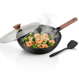 德国 温仑山 FDA认证春季新款升级龙铁锅爆款【⚡️免开锅⚡️极铁锅同款🌟日本进口材质】德世郎龙鳞钛铁锅钛炒锅家用炒锅32cm赠锅铲