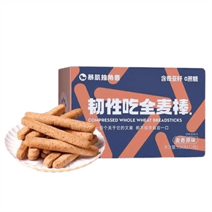 【中国直邮】 暴肌独角兽 小钢筋磨牙棒饼干 蛋白棒代餐减低热量脂卡 奇亚籽全麦棒(麦香味)156g/盒