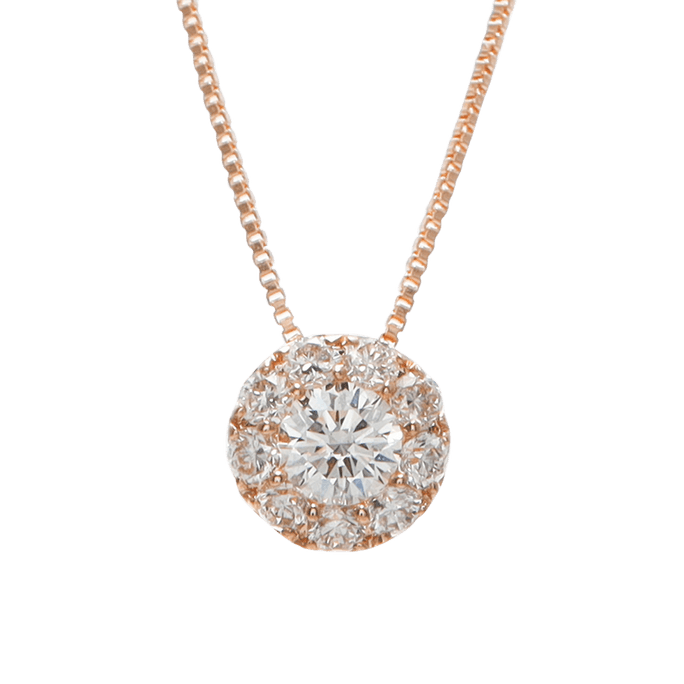 MALVACEAE||다이아몬드 펜던트 목걸이 18K 핑크 골드||40cm