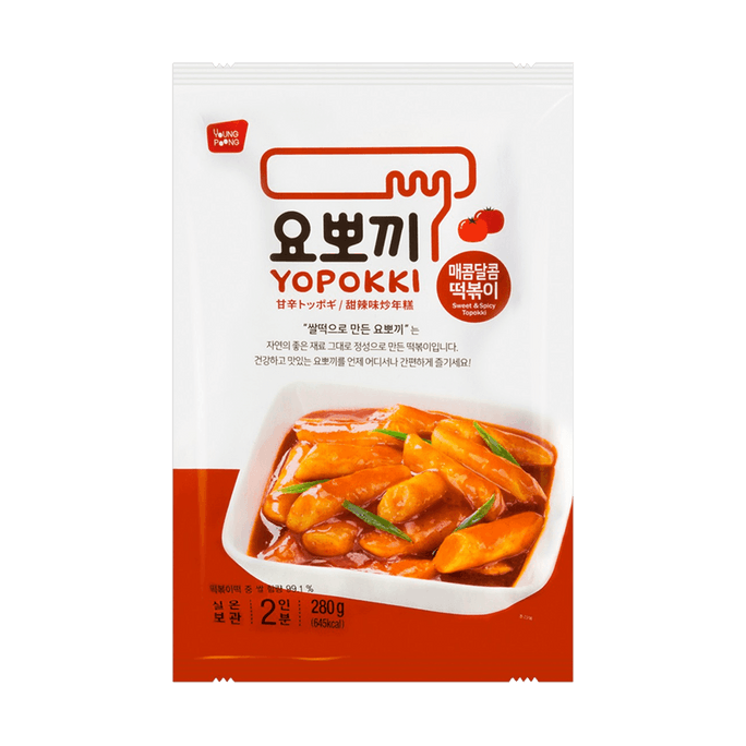 Korean Instant Tteokbokki Rice Cake Sweet & Spicy Pouch 280g
