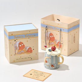 川岛屋 月亮星星人浮雕马克杯子 带盖带勺子 礼盒装 520ml