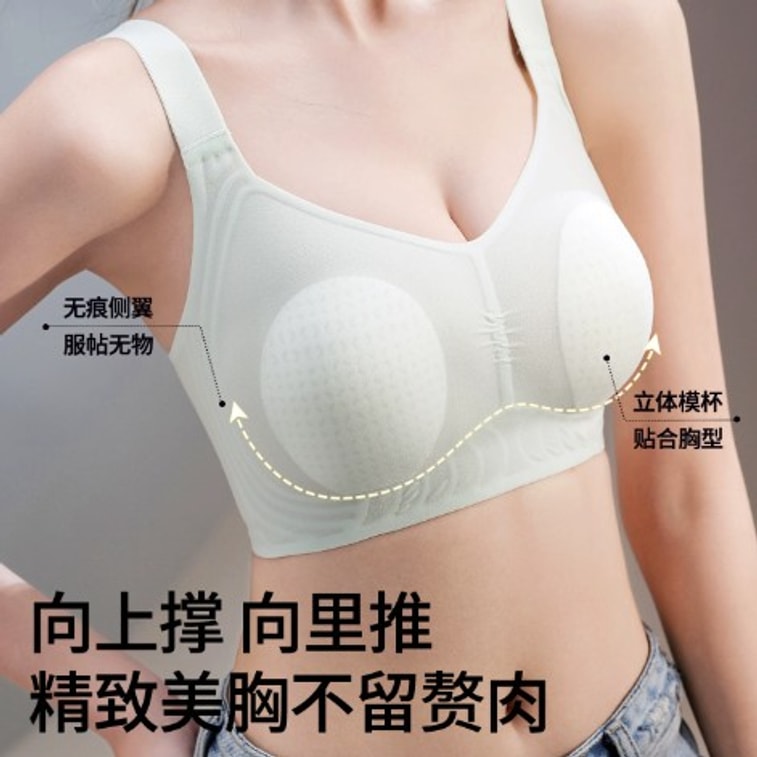 【홍콩 직배송】 허브 초색 여름 얇은 브라 그린+샴페인 화이트 2개 M 사이즈 처짐 방지, 옆구리살 보정, 시원한 통기성 3