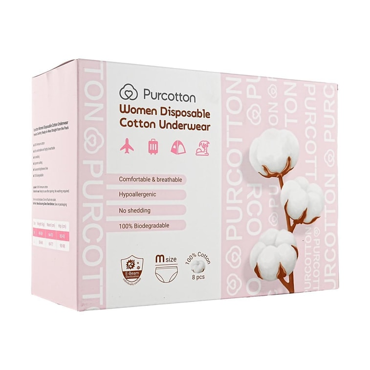 全棉时代女士 一次性内裤 纯棉无菌免洗 旅行出差便携装 M码8条装 5