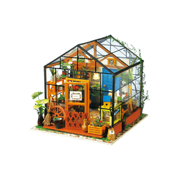 Cathy's Flower House DIY Dollhouse Wooden Miniature Furniture Kit Mini Green House with LED Best Birthday Gifts