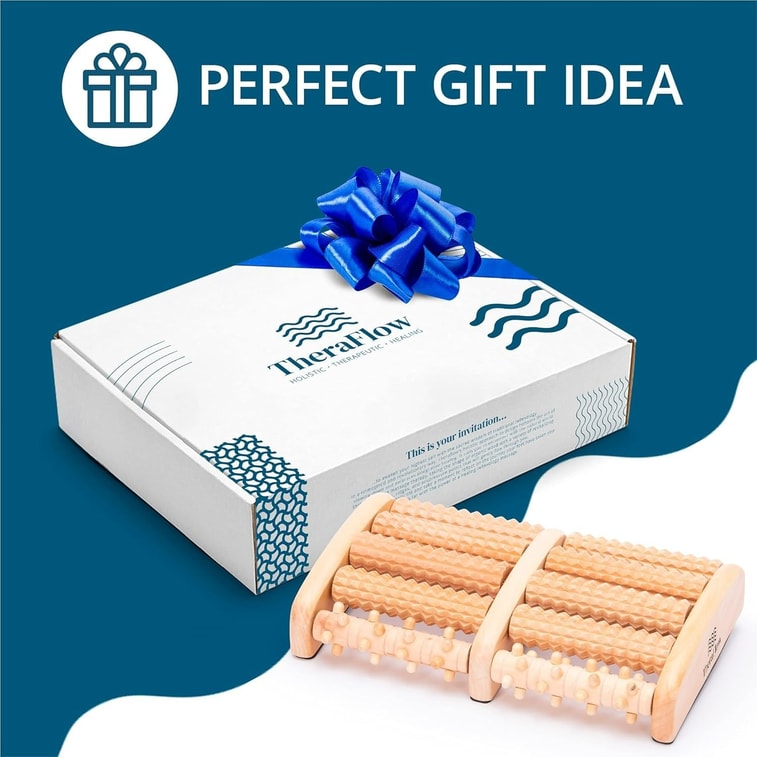 Foot Massager for Neuropathy & Plantar Fasciitis Relief - Mom Gifts for Women & Gifts for Dad, Wooden Foot Roller Massager, Neuropathy Pain Relief for Feet (Includes Reflexology Chart) 4