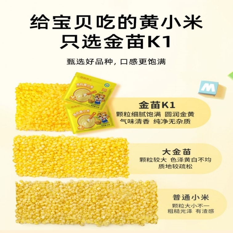 【中國直郵】 壹兩黒土 東北五常有機黃小米 當季新米月子米 嬰兒寶寶輔食糯小米粥 500g(50g*10) 3