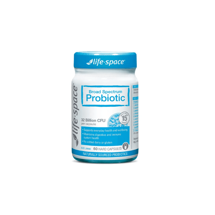 [홍콩 직배송] 호주산 라이프 스페이스 성인용 광범위 프로바이오틱스 (60캡슐/병). 320억 마리의 생균과 15가지 유익균을 함유하고 있습니다. 장 건강을 보호하고 소화 및 배변 활동을 촉진합니다.