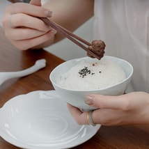 蓝印东方 国色天香 透白釉 景德镇陶瓷餐具 米饭碗 4.5" 6碗套组