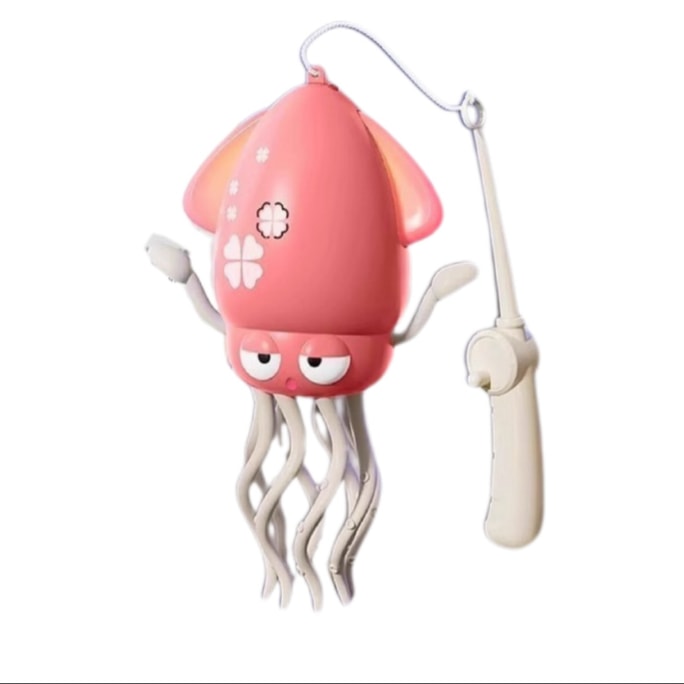 Funny Mesmerizing Dancing Squid + Fishing Rod  Toy Stress Relief Jellyfish Toy -Pink 1Pc