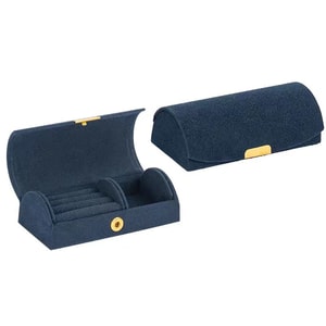 Fancy Jasmine 轻奢精致迷你首饰收纳盒  1盒装蓝色  出差旅行便携戒指项链珠宝丝绒饰品盒