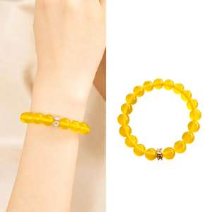 와일드 그래스 컬렉션 [기간 한정 특가] 오리지널 디자인 천연 옐로우 아게이트 팔찌 - 자신감, 부, 행운을 가져다주는 에너지 팔찌 10mm (1개)