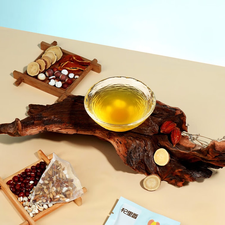 Herbal Dampness Relief Tea 110g – 8 Whole Ingredients: Red Bean, Coix Seed, Poria, Licorice, Fox Nut, Tangerine Peel, Gardenia, Barley, Easy Brew Bags, Daily Cup for Internal Balance 7