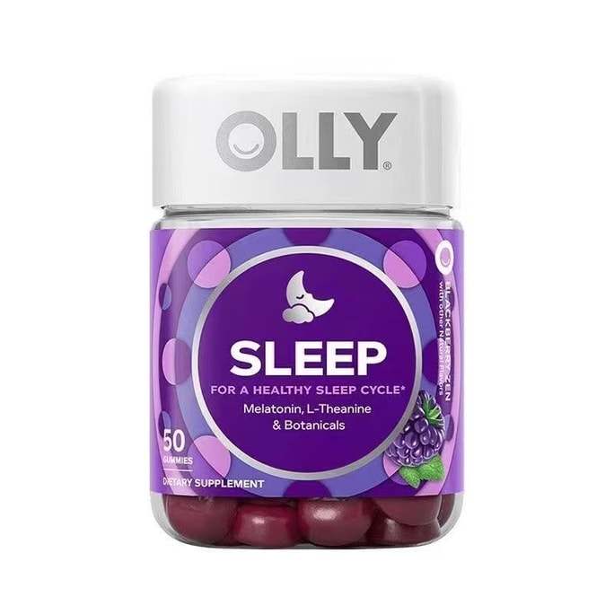【中國直郵】OLLY 褪黑素軟糖安瓶睡眠sleepwell睡眠退黑色素 晚安糖3mg 50粒/瓶