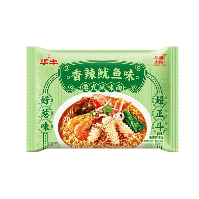 【中國直郵】 華豐 三鮮伊麵泡麵香辣魷魚口味98g*5袋