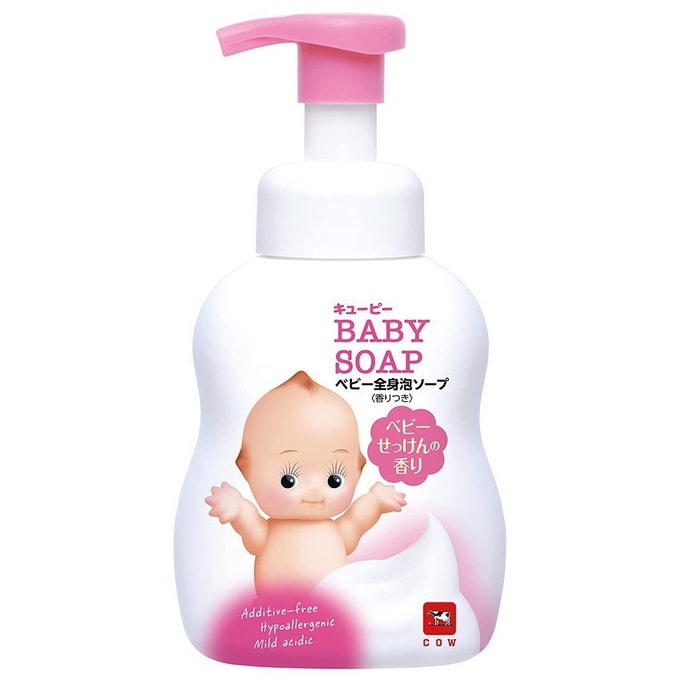 日本 COW 牛乳石碱 全身婴儿香皂泡沫型保湿泵 - 弱酸性 低刺激 无着色 微香性 花香型 400ml