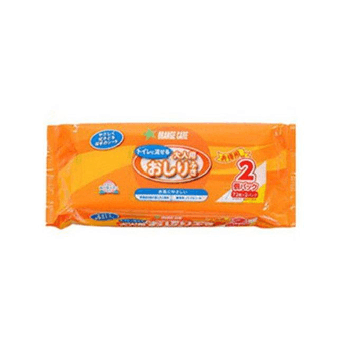 ORANGE CARE Flushable Wet Wipes for Bottom [72 sheets × 2 packs]