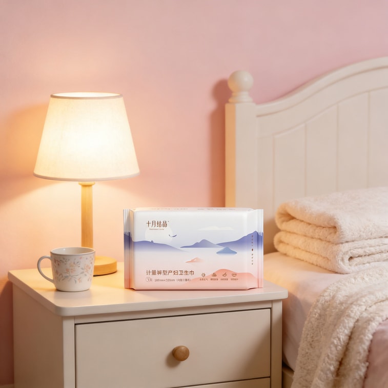 October 結晶化測定パンティ型生理用ナプキン、マタニティ測定生理用ナプキン、特大容量、産後悪露用特大サイズ、580mm×320mm、3枚入り 6