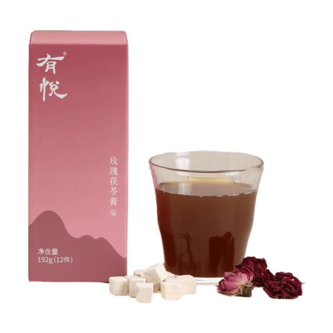 Rose & Poria Herbal Paste, 192g (12 sticks) | Rose, Coix Seed, Hawthorn, Tangerine Peel & Poria, Light Rose Aroma, Sweet & Tangy, Detox & Nourish, Instant Wellness Drink