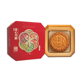 Hong Kong White Lotus Seed Paste Giant Mooncake Gift Box - 1 Piece, 6 Egg Yolks, 15.1oz