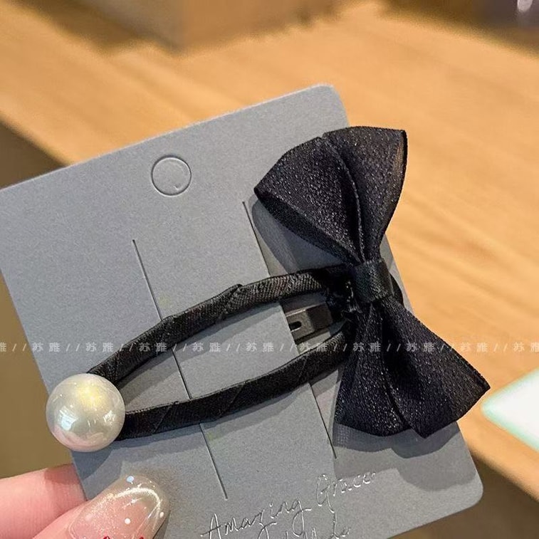 Korean-style bow pearl BB clip, fashion high-end vibe bangs clip side clip 2 pieces 3