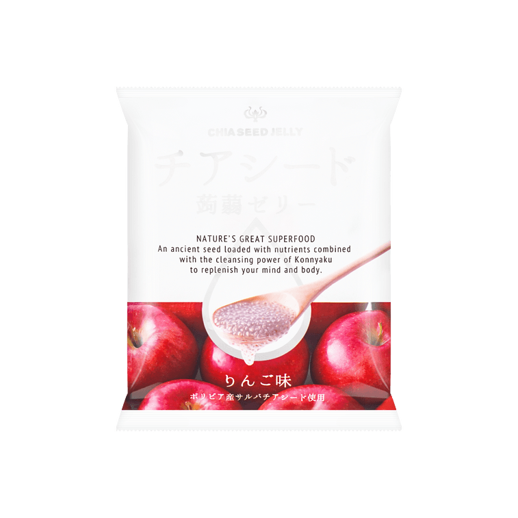 WAKASHO Apple Chia Seed Konnyaku Jelly, 6.1oz Yami