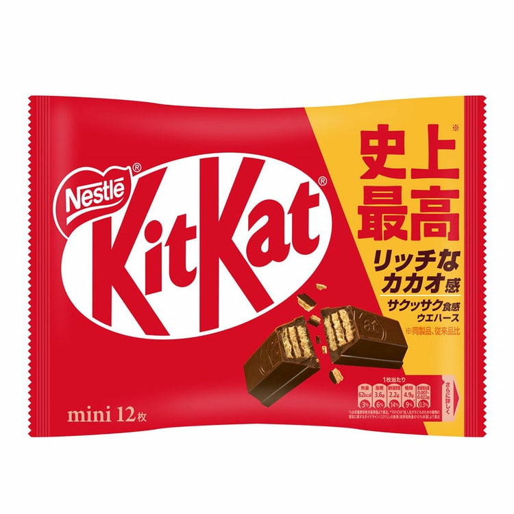 日本直送品】ネスレ キットカット ミニコーティングサンドウエハース チョコレートクッキー オリジナルチョコレート味 12個入 - Yami