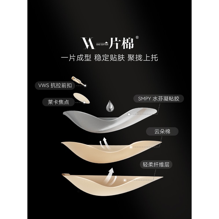 【中国直邮】芬斯狄娜 隐形硅胶乳贴 防凸点无痕胸贴 防走光防水  可重复使用【金莎同款一片棉胸贴】 肤 (薄)A杯(70B 75A 80A 85A) 6