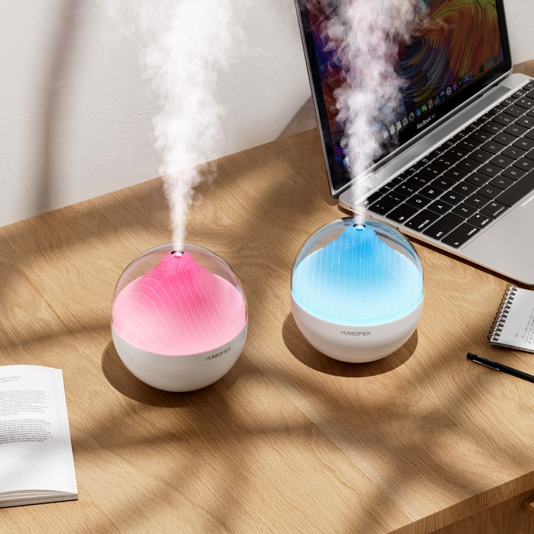 【中国空运直邮】 晶雅家 山水加湿器 usb静音卧室桌面空气家用小型雾化加湿器 粉色 一台装 5