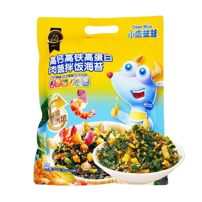 小鹿藍藍 營養大滿貫拌飯海苔 高鈣高鐵蛋白調味兒童拌飯料 12小包/120g