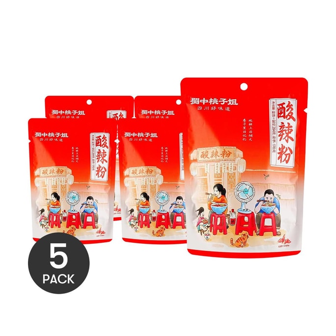 蜀中桃子姐 酸辣粉 284g *5【5份超值裝】【宵夜速食沖泡粉絲】【四川風味】【小紅書抖音爆火】