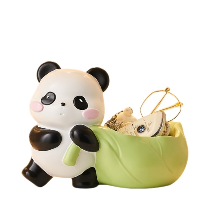 Panda Storage Ornament Luxury Lotus Craft Foyer Key Organizer New Home Art Decor 1pic