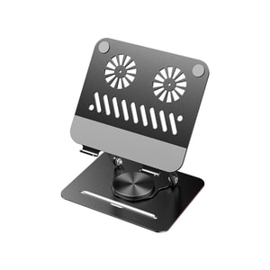 360 Degree Rotatable Carbon Steel Laptop Stand Height Adjustable Cooling Foldable Holder black one piece