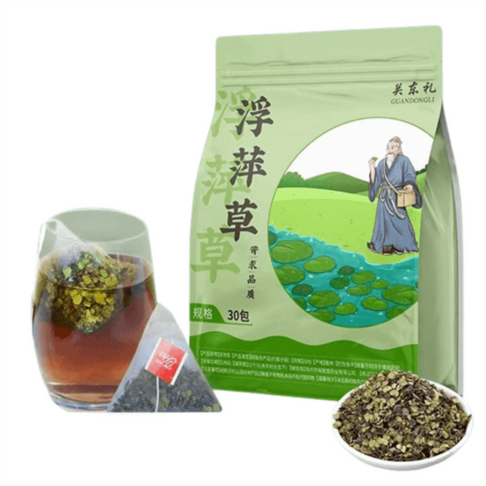【中国直邮】 关东礼 浮萍草30包/袋中药材正品抖音同款紫背浮萍丸独立茶包止痒代茶饮浮萍泡水喝