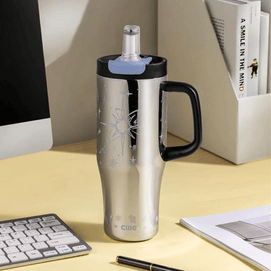 希樂 派對冰霸杯 巨無霸吸管保溫杯大容量水杯 酷酷銀 900ml【陶瓷覆層內膽 直飲/吸管兩用】