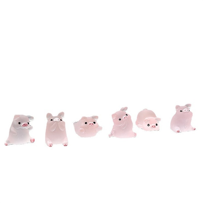 Car Cartoon Decorations Mini Glow Pig Mini Pack Of Six Pigs - [Pink]