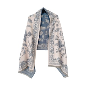 【中国直邮】 HSPM 新款秋冬季围脖欧美柔软精品提花腰果花围巾披肩两用 浅粉蓝F 1个