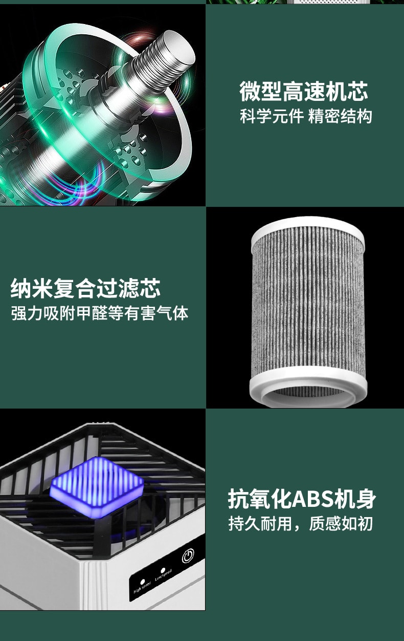 【中国直邮】 力好佳 空气净化器家用室内办公室桌面除甲醛除菌除臭usb 1 把